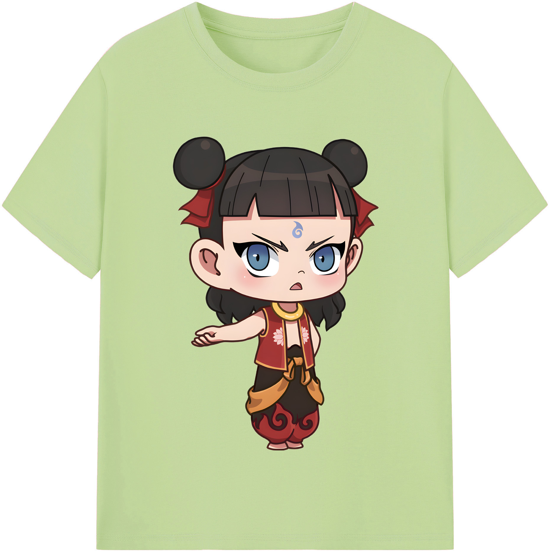 （画像用） Ne Zha 2 ナタ 魔童の大暴れ 綿100％半袖Tシャツ（フロントプリント）